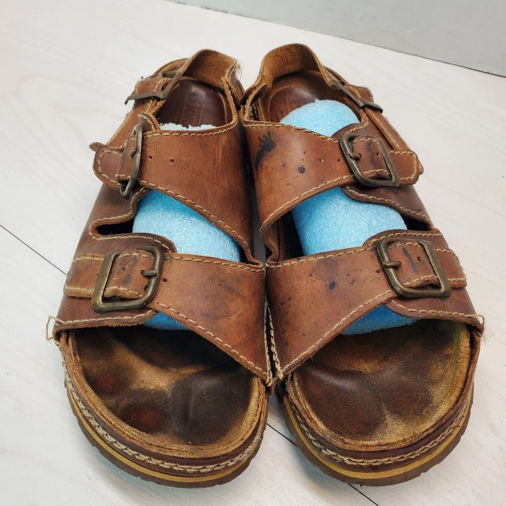 Bjorndal Mens Brown Leather Multi Strap Buckle Sandals Size 13 Rugged Gorpcore
